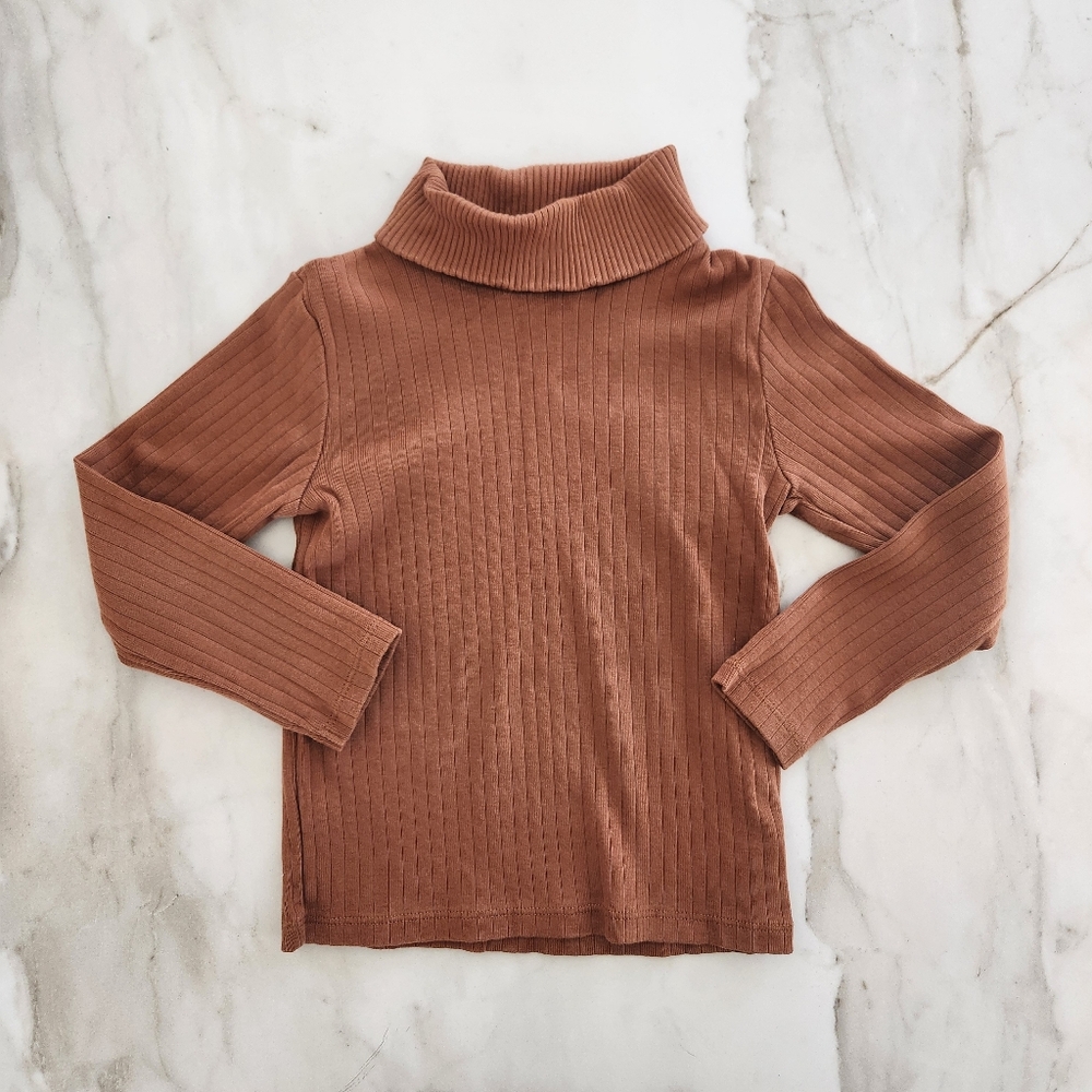Fin & Vince Brown Ribbed Turtleneck Sweater